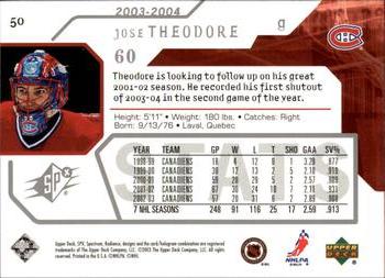 2003-04 SPx #50 Jose Theodore Back