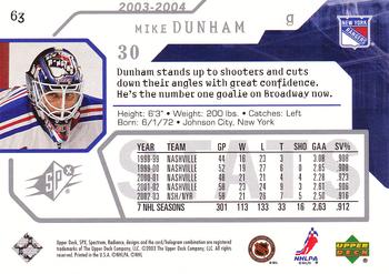 2003-04 SPx #63 Mike Dunham Back