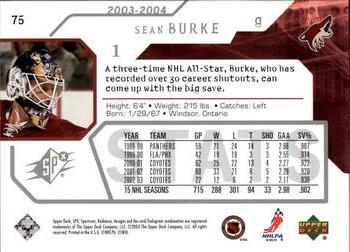 2003-04 SPx #75 Sean Burke Back