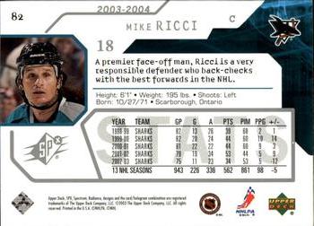 2003-04 SPx #82 Mike Ricci Back
