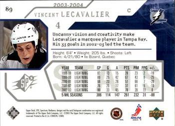 2003-04 SPx #89 Vincent Lecavalier Back