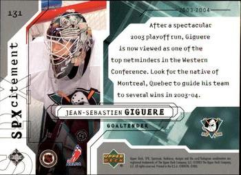 2003-04 SPx #131 Jean-Sebastien Giguere Back