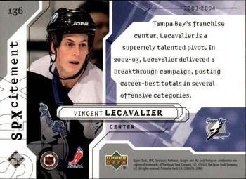 2003-04 SPx #136 Vincent Lecavalier Back