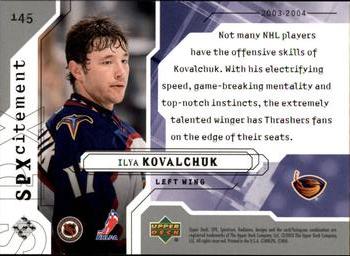 2003-04 SPx #145 Ilya Kovalchuk Back
