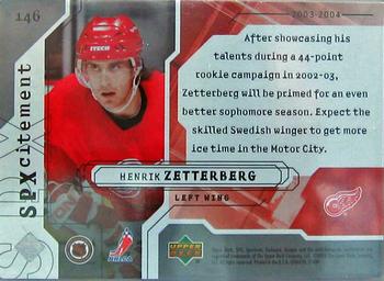 2003-04 SPx #146 Henrik Zetterberg Back