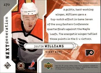 2003-04 SPx #170 Justin Williams Back