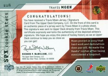 2003-04 SPx #218 Travis Moen Back