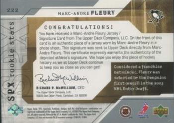 2003-04 SPx #222 Marc-Andre Fleury Back