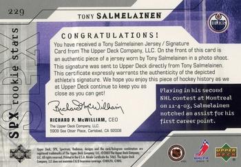 2003-04 SPx #229 Tony Salmelainen Back