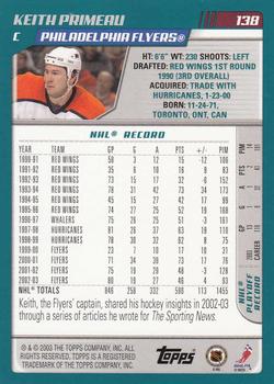 2003-04 Topps #138 Keith Primeau Back