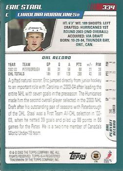 2003-04 Topps #334 Eric Staal Back