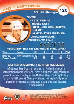 2003-04 Topps Pristine #126 Antti Miettinen Back
