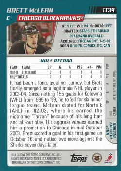 2003-04 Topps Traded & Rookies #TT34 Brett McLean Back