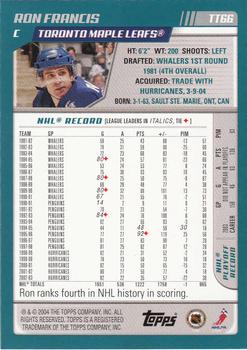 2003-04 Topps Traded & Rookies #TT66 Ron Francis Back