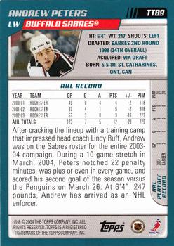 2003-04 Topps Traded & Rookies #TT89 Andrew Peters Back