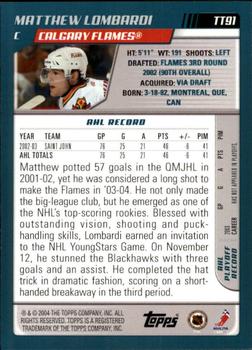 2003-04 Topps Traded & Rookies #TT91 Matthew Lombardi Back
