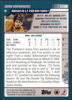 2003-04 Topps Traded & Rookies #TT119 Dan Hamhuis Back