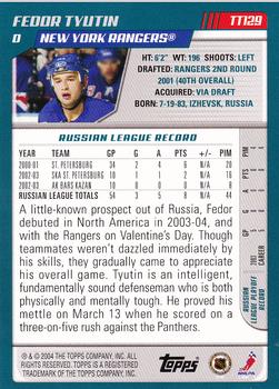 2003-04 Topps Traded & Rookies #TT129 Fedor Tyutin Back
