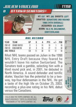 2003-04 Topps Traded & Rookies #TT158 Julien Vauclair Back