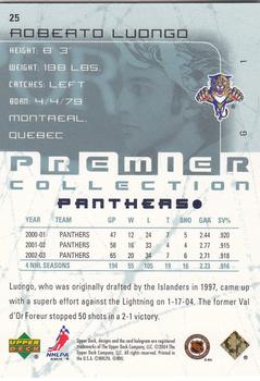 2003-04 Upper Deck Premier Collection #25 Roberto Luongo Back