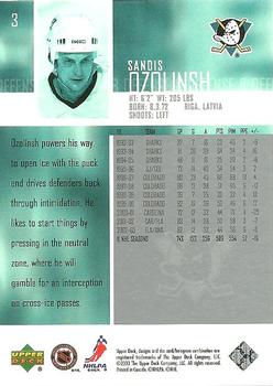 2003-04 Upper Deck #3 Sandis Ozolinsh Back