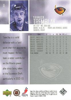 2003-04 Upper Deck #11 Yannick Tremblay Back