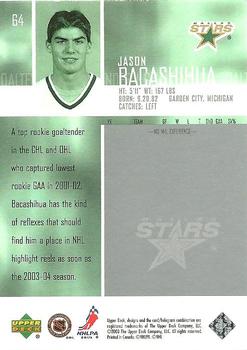 2003-04 Upper Deck #64 Jason Bacashihua Back