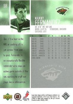 2003-04 Upper Deck #98 Manny Fernandez Back