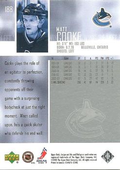 2003-04 Upper Deck #188 Matt Cooke Back