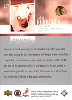 2003-04 Upper Deck #207 Lasse Kukkonen Back