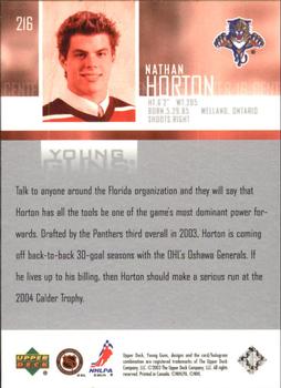 2003-04 Upper Deck #216 Nathan Horton Back