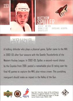 2003-04 Upper Deck #233 Matthew Spiller Back