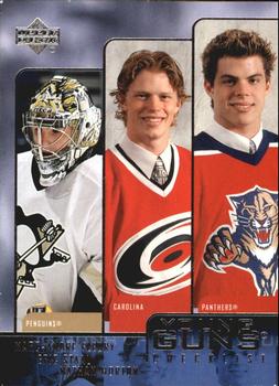 2003-04 Upper Deck #245 Young Guns Checklist (Marc-Andre Fleury / Eric Staal / Nathan Horton) Front