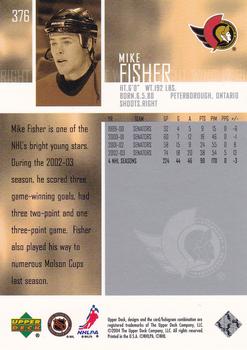 2003-04 Upper Deck #376 Mike Fisher Back
