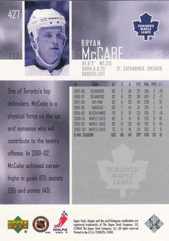 2003-04 Upper Deck #427 Bryan McCabe Back