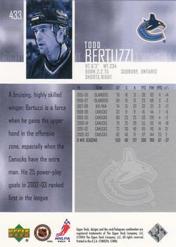 2003-04 Upper Deck #433 Todd Bertuzzi Back