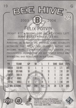 2003-04 Upper Deck Beehive #19 Felix Potvin Back