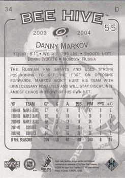 2003-04 Upper Deck Beehive #34 Daniil Markov Back