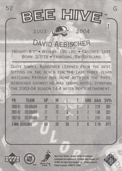 2003-04 Upper Deck Beehive #52 David Aebischer Back