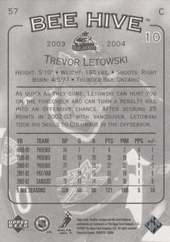 2003-04 Upper Deck Beehive #57 Trevor Letowski Back