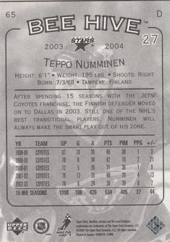 2003-04 Upper Deck Beehive #65 Teppo Numminen Back