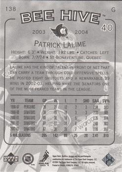 2003-04 Upper Deck Beehive #138 Patrick Lalime Back