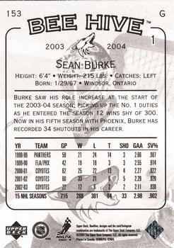 2003-04 Upper Deck Beehive #153 Sean Burke Back