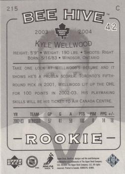 2003-04 Upper Deck Beehive #215 Kyle Wellwood Back