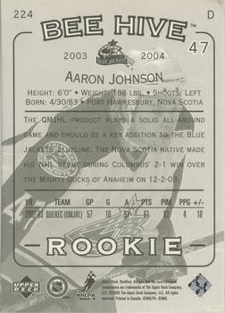 2003-04 Upper Deck Beehive #224 Aaron Johnson Back