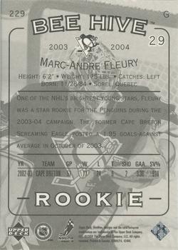 2003-04 Upper Deck Beehive #229 Marc-Andre Fleury Back