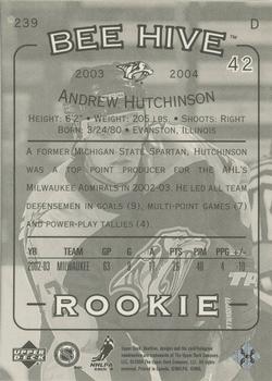2003-04 Upper Deck Beehive #239 Andrew Hutchinson Back