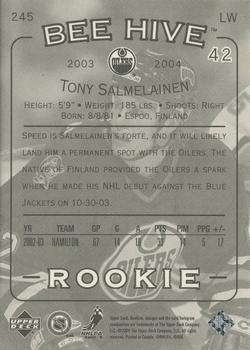 2003-04 Upper Deck Beehive #245 Tony Salmelainen Back