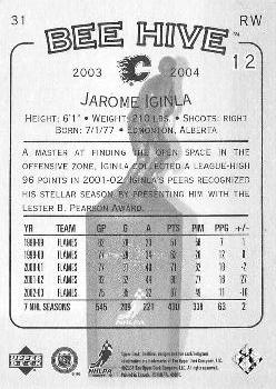 2003-04 Upper Deck Beehive #31 Jarome Iginla Back