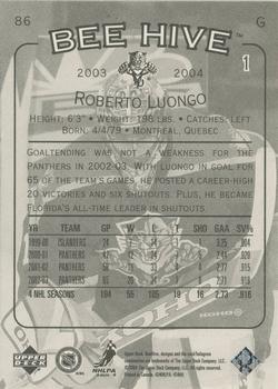 2003-04 Upper Deck Beehive #86 Roberto Luongo Back